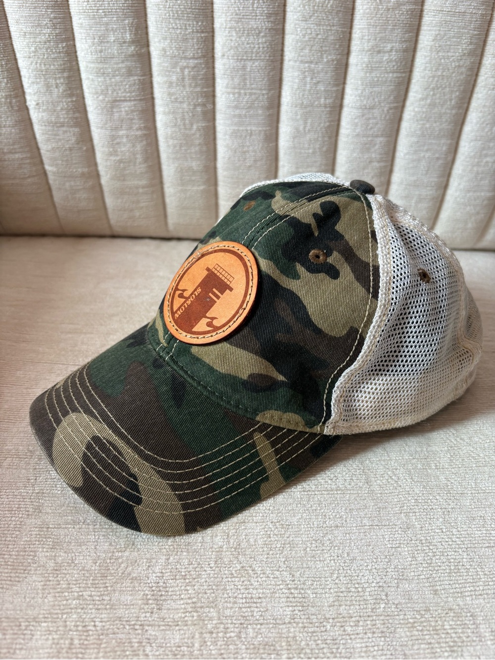 Legacy Camo Trucker Hat Mens Mesh Back Snapback Cap Leather Patch Slow & Low